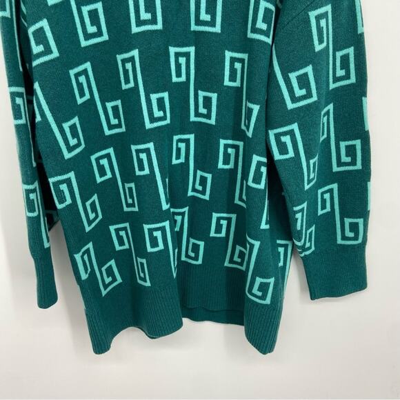 New & Other Stories Oversized Green Jacquard Knit Wool Blend Sweater Large - Picture 7 of 15